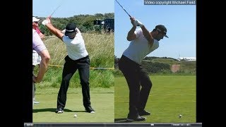 Jon Rahm golf swing  Long Iron faceon amp downtheline July 2017 [upl. by Kling211]