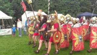 Roman Reenactment at the Amphitheatre in Caerleon Marching In [upl. by Hogen]