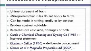 Misrepresentation Lecture 1 of 4 [upl. by Eelanaj845]